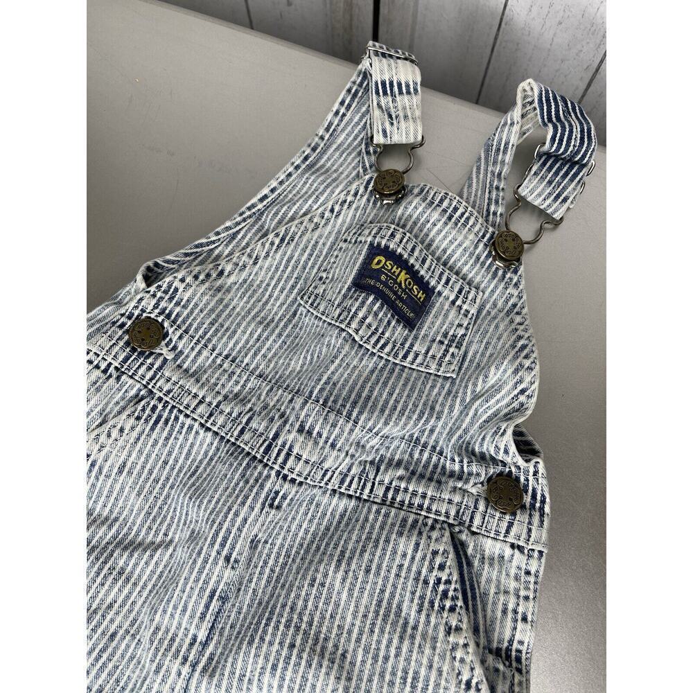 Vintage Osh Kosh b’gosh Overalls Size 12M Kids Striped Denim USA Made